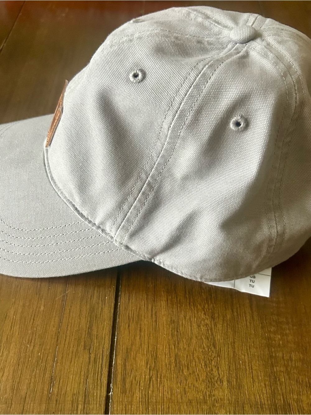 Carhartt Light Gray Canvas Baseball Cap with Leather Patch - Picture 2 of 7